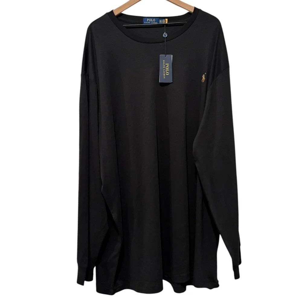 Polo Ralph Lauren Mens Black Long Sleeve T-Shirt 4XLT Classic Fit Soft Cotton